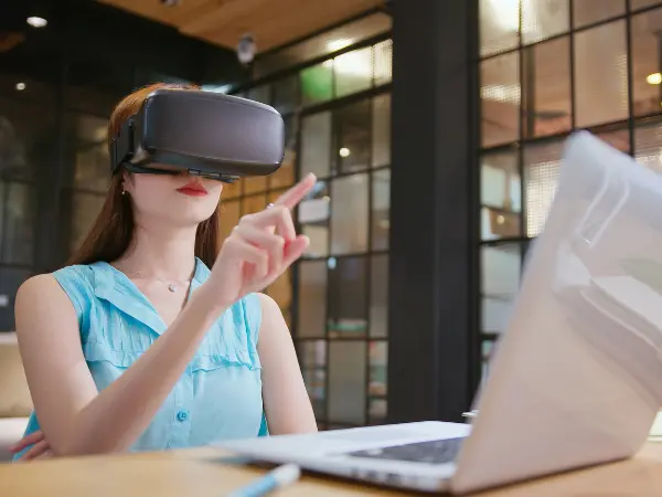 Illustration d'un casque réalité virtuelle métavers style apple vision pro